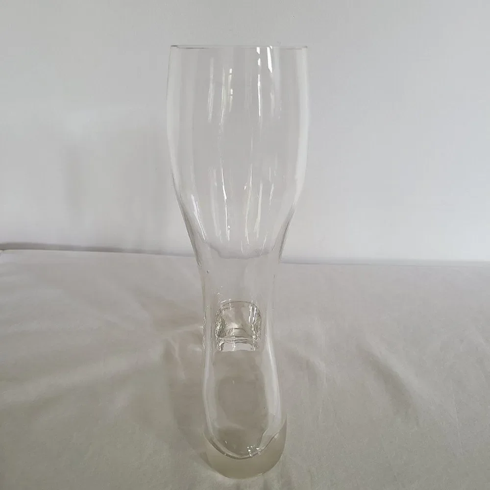 Vintage Large Handblown European Two Pint Clear Glass Beer Boot Drinking Glass